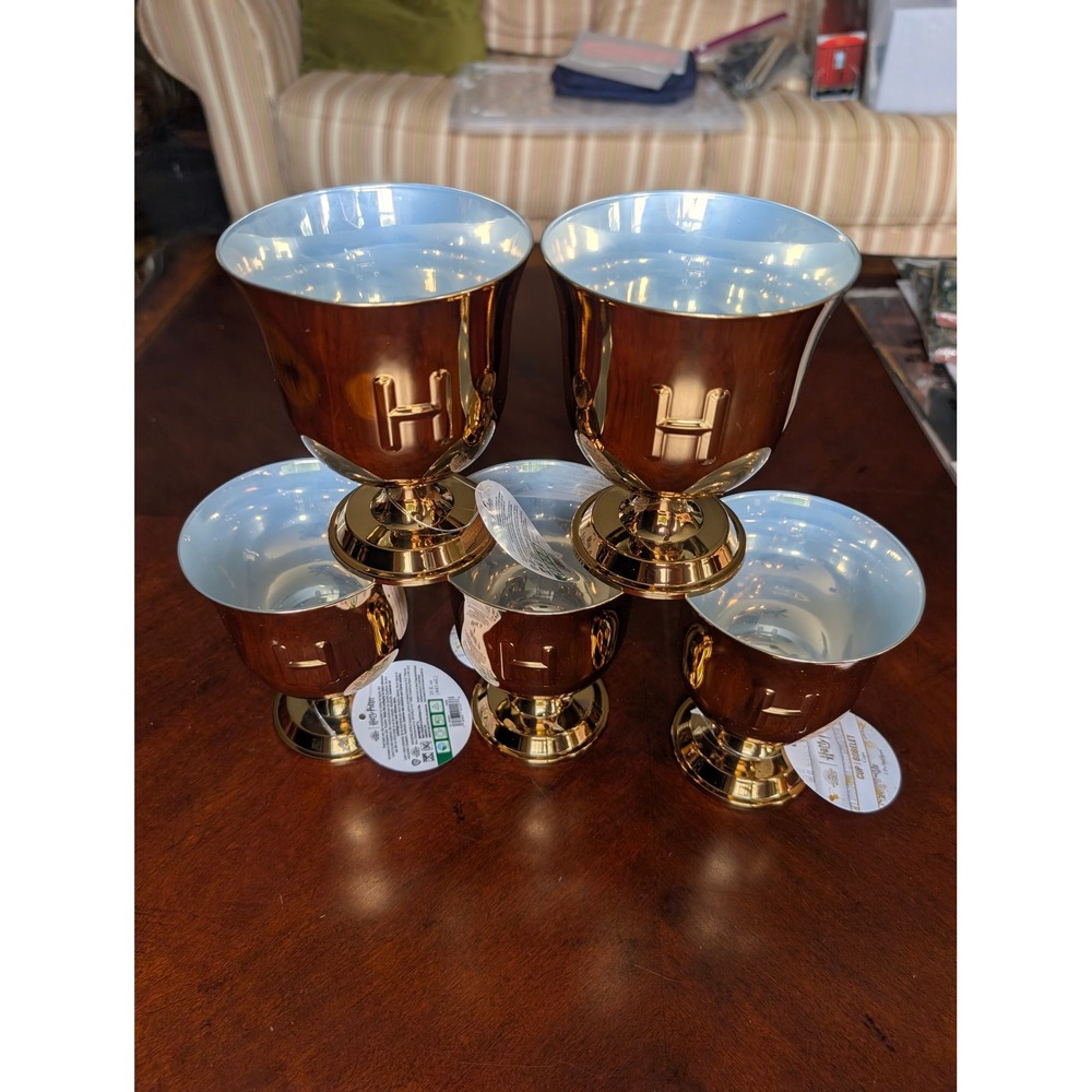 Harry Potter Wizarding World Gold Hogwarts Goblet 15oz Cup Set of 5